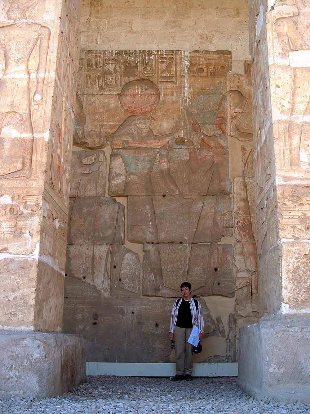 471 - Michelle & Facade of the Temple of Seti I - Abydos